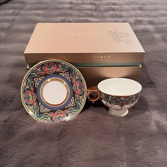 Tea Coffee Cup with Plate - Bone China - Nine Colored Deer - Impression Dunhuang - Picture 3 of 6